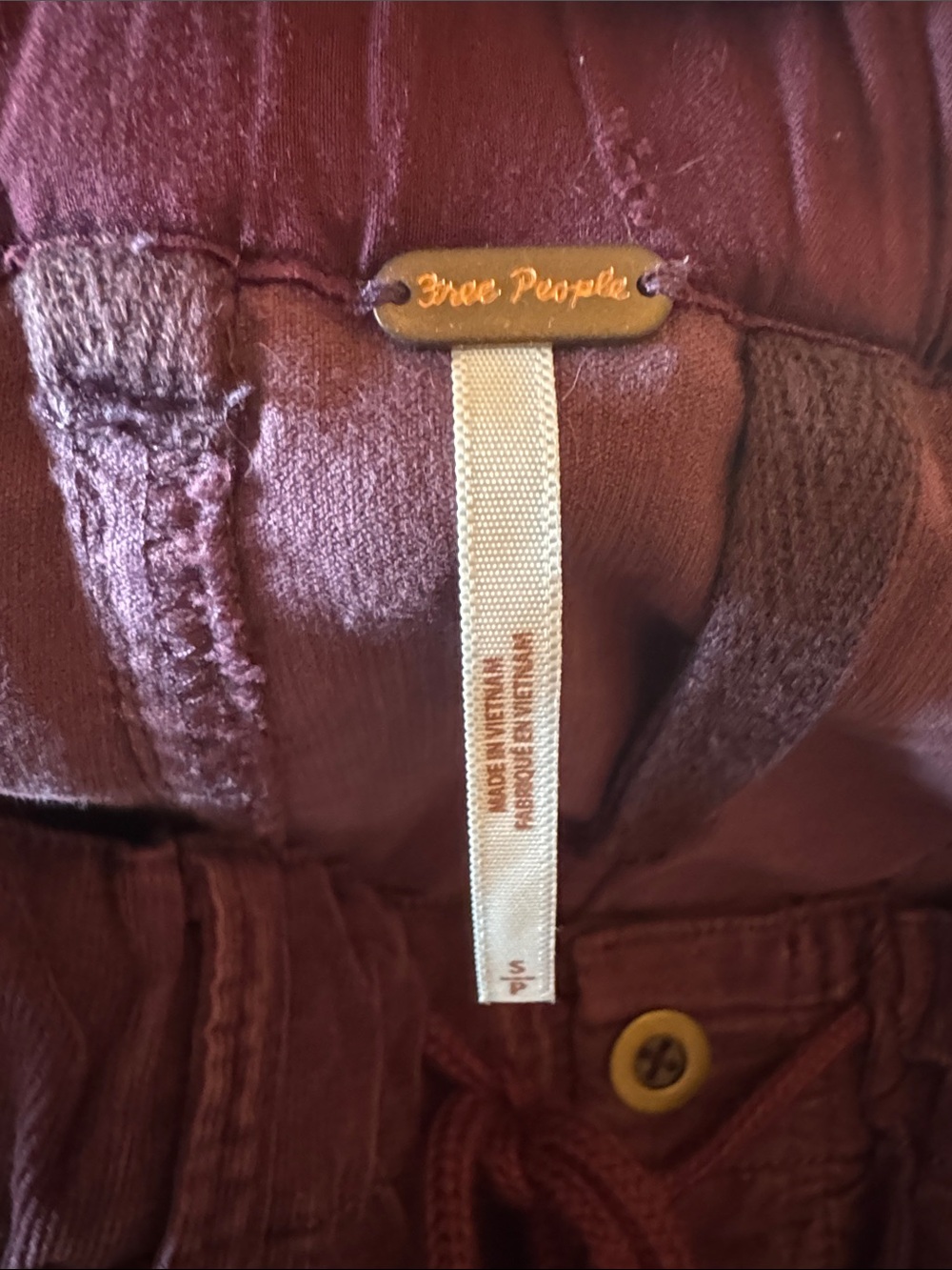 Free People Corduroy Drawstring Pants in Deep Plum - Picture 3 of 3